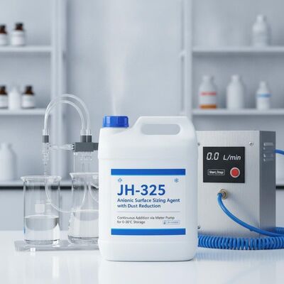 Giá tốt. JH-325 Thuốc kích thước bề mặt anionic với giảm bụi và bổ sung liên tục thông qua máy bơm mét để lưu trữ ở nhiệt độ 0-30 °C trực tuyến