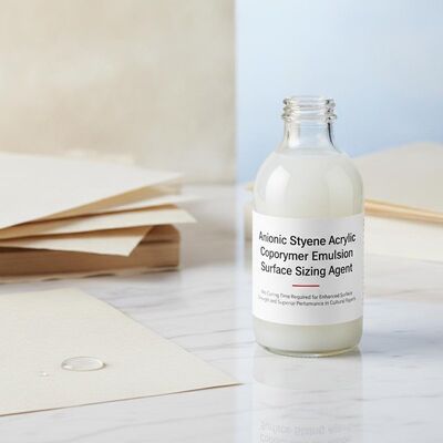 Chất định cỡ bề mặt nhũ tương Anionic Styrene Acrylic Copolymer mà không cần thời gian bảo dưỡng để tăng cường độ bền bề mặt và hiệu suất vượt trội trong các giấy tờ văn hóa